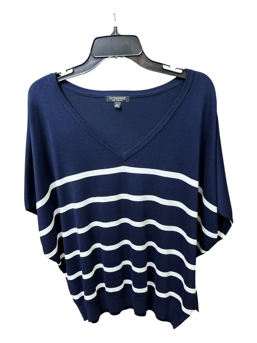 NWT Liverpool Los Angeles Navy Striped Dolman V-Neck Sweater - Size 2X - $89